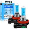 SOFOC H11 12V 55W Halogen Bulb 1800+LM White Headlight Low Beam Light & Fog Light Replacement Single Filament PGJ19-2 2Pezzi