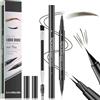 Ceboic Matita magica per sopracciglia, penna 3D per microblading, penna per sopracciglia a doppia estremità, con 2 micro punte a forchetta e pennello a bobina, matite per sopracciglia impermeabili a prova di