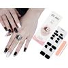 ZAHRVIA Smalto Adesivo per Unghie UV, 20 pezzi di Adesivi per Unghie Gel, Adesivi Autoadesivi per Unghie in Gel, Qualità da Salone, con Lima e Bastoncino (Nero Bianco)