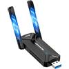 NEWFAST BE6500 WiFi 7 Chiavetta WiFi per PC Fisso, 6500Mbps Tri-Band WiFi USB con 2 Antenne ad Alto Guadagno, Supporta MLO, MU-MIMO, OFDMA, 4096-QAM, WPA3, Compatibile con Windows 11/10