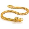 Dankadi Bracciale Drago Tête Chiusura Chopin Cubano Largo 5MM in 925 Argento Dorato, Catena Cubana Maglia Gourmet Retro Vintage Rock Punk Hip Pop Serpente Regalo di Gioielli Festa per Uomo, 7.5