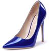 GENSHUO - Scarpe décolleté da donna, con tacco alto a spillo, stile sexy, slip on, da festa,Blu Reale, 40 EU(10 US)