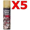 SOLCHIM Kit Risparmio con 5 Bombolette di Oro Spray Glitterato da 100 ml - Per decorazioni natalizie, floreali e bricolage
