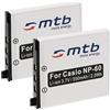 mtb more energy 2x Batteria NP-60 per Casio Exilim EX-FS10, S10, S12, Z9, Z19, Z20, Z21, Z22, Z25, Z80, Z85, Z90