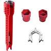 Alicer Chiave per rubinetto multifunzione 8 in 1, chiave per lavello, chiave per rubinetto, chiave per rubinetto, accessorio di montaggio per WC, lavello, rubinetto da bagno, cucina sanitaria (rosso)
