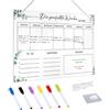 PTJJXA Agenda settimanale lavabile, agenda settimanale magnetica in acrilico, organizzatore alimentare, settimanale, 30 x 20 cm, agenda familiare, lavagna bianca con 6 evidenziatori, 1 gancio, corda bianca,