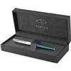 Parker 51 penna a sfera | Corpo blu foglia di tè con finiture cromate | Punta media con ricarica di inchiostro nero | Confezione regalo