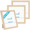 PHOTOLINI Cornici 15x15 cm legno MDF naturale, set di 3 cornici per poster, plexiglass infrangibile, da tavolo o da parete, accessori extra inclusi - per foto, immagini e poster