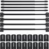 Jetec Bastone per Tende in Plastica Regolabile Bastoncini per Tende Estensibili con Ganci Adesivi per Finestre, Aste per Armadi, Aste di Tensione, Aste per Tende, 40-70 cm(Nero,8)