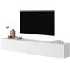 LBSIGN Mobile TV Sospeso 175 Cm Cannettato 2 Ante Bianco Opaco Bali