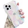 YWYUHE Custodia per telefono con orso compatibile con iPhone 14 Plus, graziosa custodia olografica 3D trasparente bianca, antiurto Kpop Cartoon Bear custodia per telefono per donne ragazze