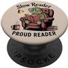 Wise Shell Bookworm Creatures Apparel Co Adorabile Smart Turtle Lettura In Sedia Libro Amante PopSockets PopGrip Adesivo
