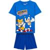 Sonic the Hedgehog Sonic - Pigiama due pezzi bambini, jersey, corto, Blu
