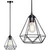 BAKAJI Lampadario Lampada a Sospensione da Soffitto in Metallo Design Moderno Industriale Portalampada Forma Diamante Nero E27 Lampadina Max 60W Illuminazione Arredamento Casa kit Montaggio