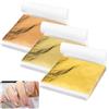 Dhisperares 300 Fogli Foglia Oro Imitazione, 8 X 8,5 cm, 3 Colori, Foglie Dorate Imitazione per Arte, Fogli Oro Ideali per Nail, Doratura, Creazione Fai da te, Artigianato, Decorazioni, Pittura Artistica