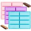 eModwey Rettangolari Antiaderente Energetich,Set di 3 Stampi Rettangolari in Silicone per Barrette di Cereali, 8 Cavità per Stampo, Antiaderente e Flessibile, Ideale per Dolci, Cioccolatini e Snack