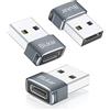Blukar Adattatore USB C a USB [3 Pezzi],Alta Velocità e Sincronizzazione Dati Adattatore Connettore Caricatore Tipo C Femmina a USB A Maschio Compatibile con Huawei,Google Pixel,Galaxy