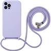 Hadwii Cover con Cordino per iPhone 15 Custodia con Regolabile Collana Necklace Antiurto AntiGraffio Morbido Fodera in Microfibra Case con Laccio Tracolla per iPhone 15, Lilla