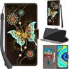 Haninsuze Cover per Xiaomi Redmi Note 9S/Redmi Note 9 Pro Custodia Cover Pelle Libro Portafoglio con Porta Carte Magnetica Protezione Antiurto Cuoio Flip Case Custodia Cover per Redmi Note 9S, farfalla verde