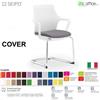 SEIPO COVER CV0019 Poltrona base slitta cromata braccioli rivestito schienale Version BIANCA Seipo ECOPELLE D2 CLASS 1IM