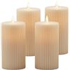 Relaxdays Set 4 Candele LED Senza Fiamma, tremolanti, scanalate, plastica, 17,5x8x8 cm, Champagne