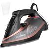 LEHMANN Ferro da Stiro a Vapore, 3000W, fino a 45 g/min Vapore Continuo & Colpo 140 g, Piastra in Ceramica, Funzione di Stiratura Verticale, Serbatoio 380 ml, Anticalcare, Leggero, Nero/Rosa Oro