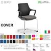 SEIPO COVER CV0009 Poltrona base slitta cromata braccioli rivestito schienale in nylon nero Black Version Seipo ECOPELLE D2 CLASS 1IM