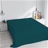 Italian Bed Linen Lenzuolo Sopra MAX COLOR Matrimoniale Maxi 270x300 cm, 100% Cotone Made in Italy - Lenzuola Letto Matrimoniale Maxi in Tinta Unita - VERDE PETROLIO