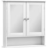 kleankin Armadietto Bagno da Parete con 2 Ante a Specchio e Ripiano Aperto, 56x13x58 cm, Bianco | Aosom Italy