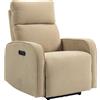HOMCOM Poltrona Reclinabile Elettrica in Ciniglia con Poggiapiedi, Poggiatesta Regolabile e Prese, 80x93x103 cm, Beige | Aosom Italy