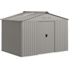 Outsunny Casetta da Giardino con Prese d'Aria e Tetto Inclinato, Doppia Porta Scorrevole Bloccabile, Grigio Argento | Aosom Italy