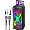 JAPOUCA Macchina per karaoke per adulti altoparlante Bluetooth portatile con 2 microfoni