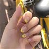 Tressora Gialle French Press on Unghie con motivi floreali Corte Ovali Finte Unghie Nude Lucide Acrilico unghia Cover Completa Stick On per Manicure Donne 24pcs