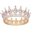 SHOFUL Corona oro rosa per donna principessa tiara strass completamente in metallo regolabile per matrimoni, feste, Halloween, cosplay