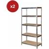 Easy System Set 2 scaffali in metallo 5 ripiani easy system portata 875 kg 90x40x180 cm