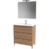 Mobile bagno 3 cassetti quercia naturale 81x47x195 cm