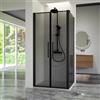 Parama Box doccia 90x80cm con apertura saloon e parete fissa, profili nero opaco e vetro da 6mm fumè h195 | Elba