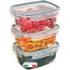 Snips - Set 3 Contenitori per Alimenti 1,2L Trasparenti, Coperchio Salva Freschezza con 4 Chiusure di Sicurezza - Contenitore per Cibi 18,4x14x12 Frigorifero, Microonde e Lavastoviglie, Made in Italy