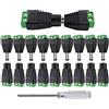 Aiqeer 25 Paia 12V/24V DC Maschio e Femmina Connettore Spina Jack Adattatore Set, 2.1X5.5 mm DC Alimentazione Adattatore, DC Vite Terminale Spina Connettore, per CCTV Telecamera LED Striscia (Verde)