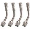 QitinDasen 4Pcs Professionale 135 Gradi Pneumatico Valvola Estensione Adattatore, Rame Nichelato Pneumatico Stelo Prolunga Schrader Valvola Adattatore, con Tappo Antipolvere (Argento)