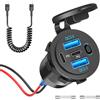 Qidoe Prese USB C 12V 90W 4 Porte, Doppia PD 36W e Doppia QC 18W USB Caricabatteria 12 Volt per Auto Adattatore Accendisigari Impermeabile con Interruttore e Cavo da C a C per Barca,Autobus,Camion,Golf,Moto