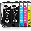 CLYWENSS 408L 408XL 408 XL Cartucce d'inchiostro Compatibili con Epson WorkForce Pro WF-C4310DW WF-C4810DTWF WF-C4310 WF-C4810 WFC4310 WFC4810 Stampante, 5-Pezzi (2 Nero, 1 Ciano, 1 Magenta, 1 Giallo)