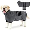 AOOTE Accappatoio in Microfibra per Cani, Accappatoio per Cani con Ve-Lcro, Abbigliamento Asciugamano Morbida Animali, Super Assorbente e Asciugatura Rapida, con Banda Retrattile Regolabile,L