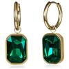 Zavana Orecchini a Cerchio Oro Donna con Cristallo Verde Rettangolare, Hoop Acciaio Inossidabile Placcato Oro 2 in 1