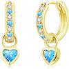 Bewenda Orecchini a cerchio in argento per donne e ragazze, orecchini a cerchio in argento Sterling 925 con ciondolo a forma di cuore, ipoallergenici, orecchini a cerchio eleganti con zirconia cubica