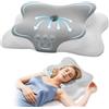Autsel Cuscino Cervicale Memory Foam a Farfalla con Doppia Altezza (11/13 cm) e Supporto per Braccia - Design Ergonomico per Dormire su Fianco, Schiena o Pancia, Fodera Lavabile, Grigio chiaro-bianco,