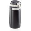 Leifheit Flip Borraccia termica 350 ml, Borraccia acciaio con chiusura ermetica e resistente al calore, Pratico thermos caffè portatile, nero