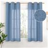 YoungsTex Tende corte in lino blu, lunghe 114 cm, con occhielli color bronzo, per filtrare la luce, per camera da letto, piccole finestre, cucina, privacy, 106 x 114 cm, 2 pannelli