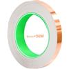 QitinDasen 50M X 6mm Rame Foil Nastro Adesivo, Lamina Rame Nastro con Doppio Adesivo Conduttivo, per Schermatura EMI, Circuiti di Carta, Riparazioni Elettriche, Lumache Repellente