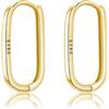 Reffeer Orecchini a cerchio a U in argento Sterling 925 per donne adolescenti e ragazze minimaliste a cerchio quadrato orecchini a U Huggie